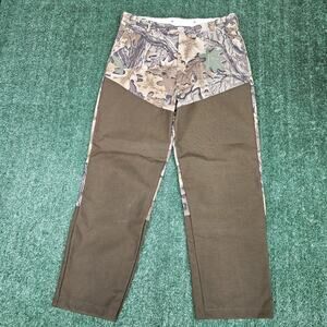 Men's Olive Green Chino Pants with Camo Accents